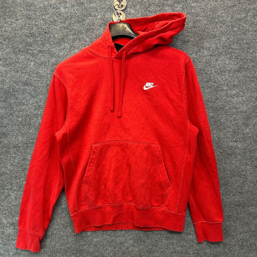 Nike Sportswear Club Pullover Hoodie Men's Red Fleece Performance Size Small